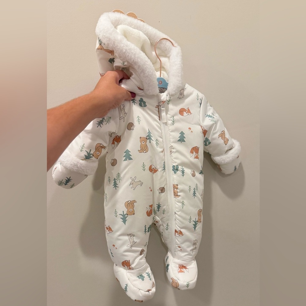 Cozy White Animal Print Kids One Piece